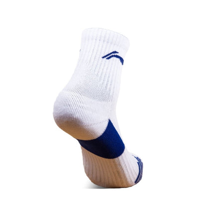 Li-Ning Mid Cut Socks- White/Blue Badminton Socks