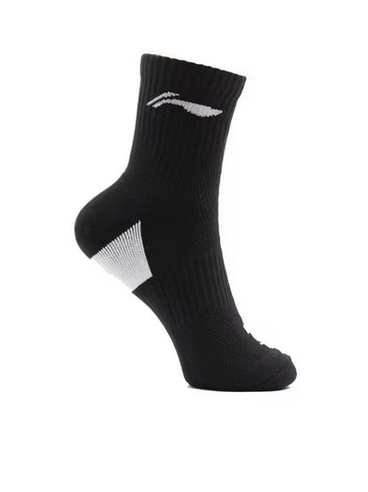 Li-Ning Mid Cut Socks- Black/White Badminton Socks