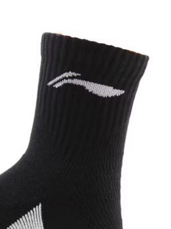 Li-Ning Mid Cut Socks- Black/White Badminton Socks